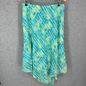 Lane Bryant Asymmetrical Pull On Midi Skirt Size 14/16 Green Fairy Whimsical EUC